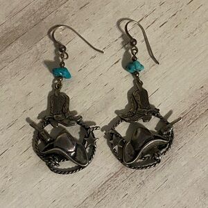 Silver and Turquoise Western Earrings